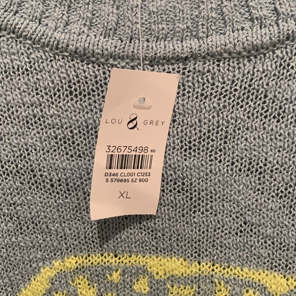 Lou and Grey Womens Light Blue Cheetah Knit Long Sleeve Pullover Sweater XL NWT - Picture 3 of 9